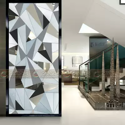 Art glass custom porch frosted tempered living room screen modern simple craft partition TV background wall
