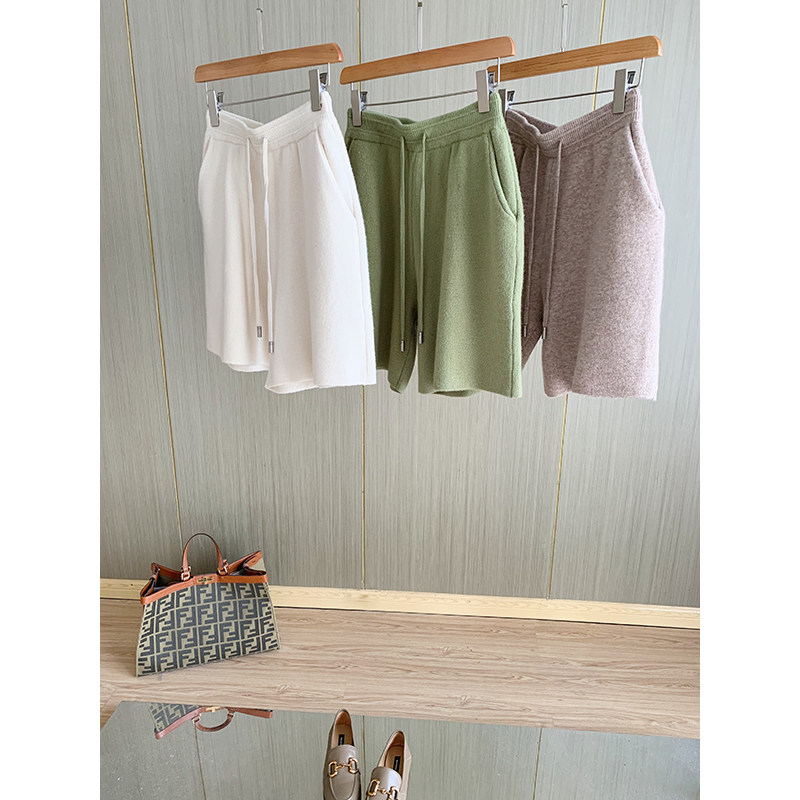 Classic all-match style ~ bold color test fashionable elastic waist cover crotch shorts casual wool pants women's early autumn