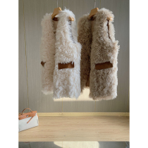 Fashionable Heavy Industry ~ Hand-feeling fluffy mouth Tickrado fur one vest V-neck sleeveless vest fur jacket
