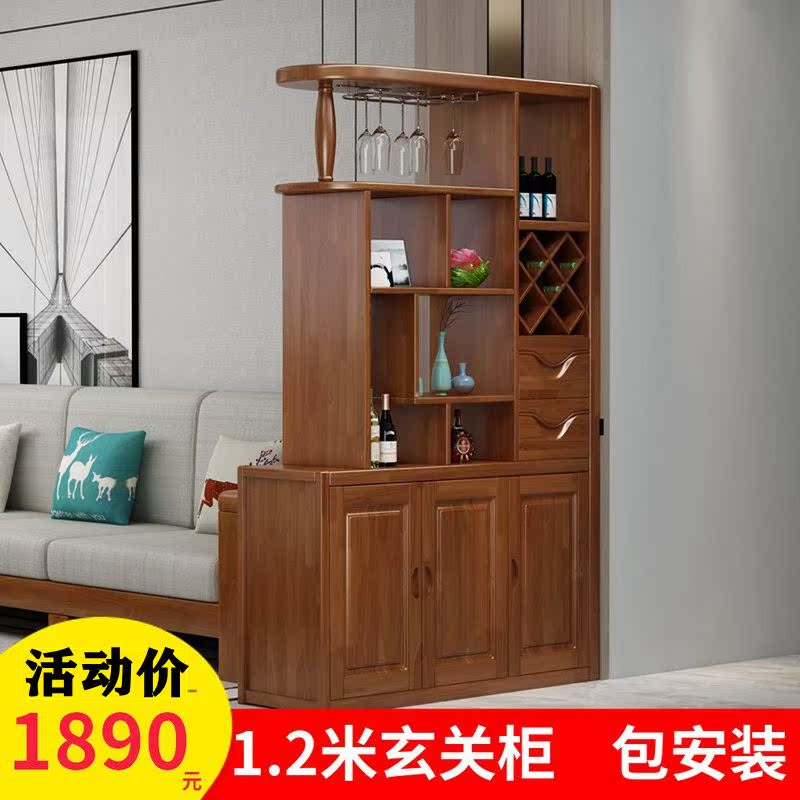 New Chinese living room Xuan Guan Partition Cabinet Double Sided Shoe Cabinet Entrance Door solid wood room Room Cabinet Door Hall Cabinet Wine Cabinet Screen