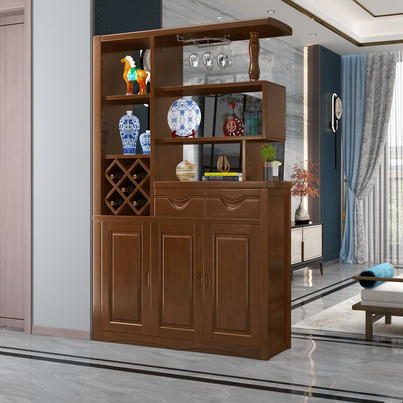 New Chinese Living Room Entrance Door Xuanguan Partition Cabinet Double-sided Solid Wood Room Hall Cabinet Entrance Door Hall Cabinet Wine Cabinet Screen Cabinet Shoes