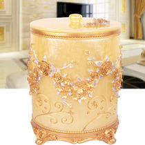  European-style living room bedroom household large garbage storage bucket Creative resin round covered sanitary trash can with lid