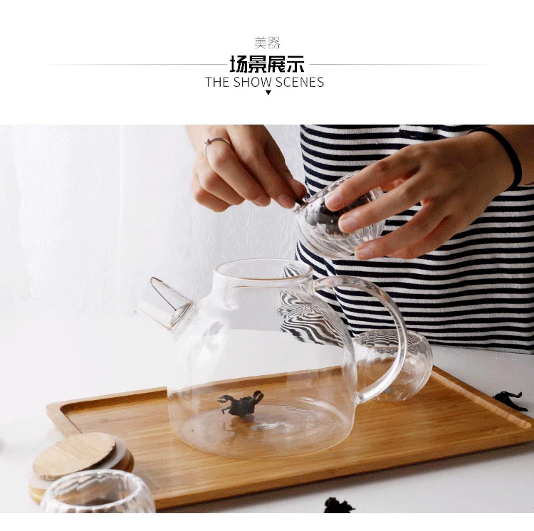 Dày hoa ấm trà trà thủy tinh đặt chịu nhiệt kính ấm trà lạnh ấm công suất lớn nhiệt độ cao chống cháy nổ nồi thủy tinh bộ ấm trà đẹp
