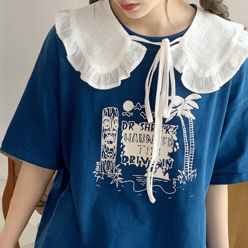 Branch small bud 2022 spring and summer new all-match Japanese cute soft girl cotton doll collar ruffled fake collar