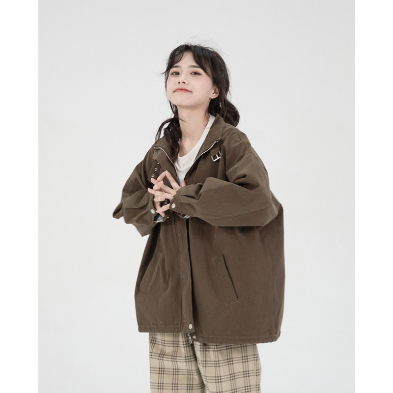 Branch small bud 2022 autumn new Japanese loose retro all-match short jacket neutral tooling bf wind jacket female