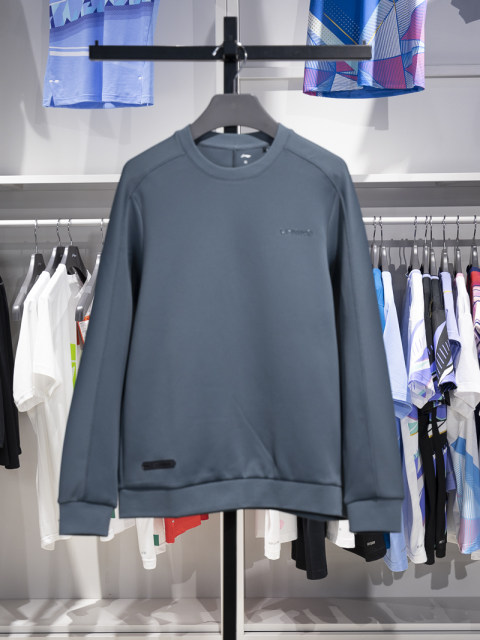 Li Ning Sweatshirt 2024 Autum New Fitness Series Men's Round Neck Breathable Pullover Hoodless Sweatshirt Awdu869