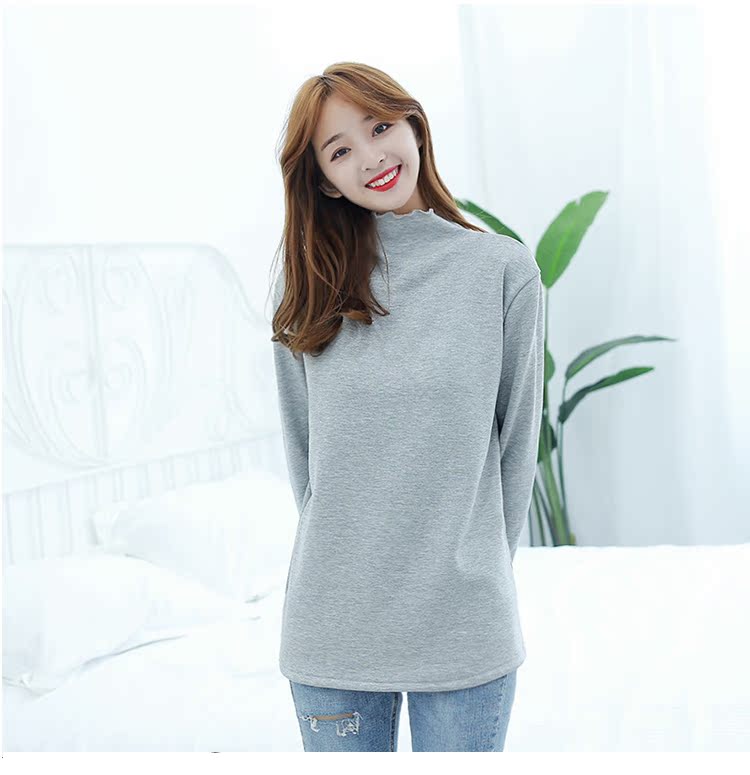 Mùa thu và mùa đông cộng với áo nhung dày lên đáy áo nữ cao cổ nhung san hô áo sơ mi nhung bên trong áo thun áo phông đôi cho bạn thân nữ