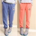 Mùa thu mỏng thêu mùa đông dày cộng với nhung cừu cashmere cộng với nhung ấm áp quần rộng giản dị quần cotton nữ kích thước lớn