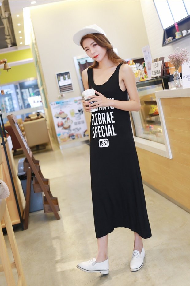 Mùa xuân 2017 phụ nữ mới mùa hè đầm modal yếm váy cotton bãi biển kích thước lớn - Váy dài váy dài đi biển