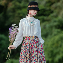 Ying Ruyi literary retro shirt Chinese style womens 2020 Autumn and Winter new small white shirt high-end bottoming top