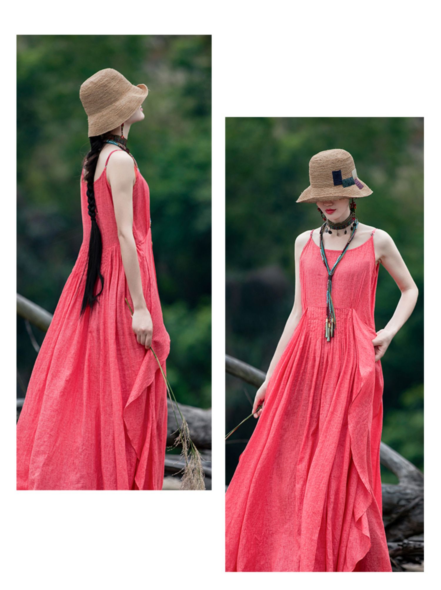 Ying Ru phong cách quốc gia của phụ nữ váy cotton và vải lanh là trang phục rất cổ tích mùa hè là đoạn dài mỏng trên váy khí chất đầu gối - Váy dài váy đi biển cho người thấp