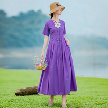 (The second piece is only 1 yuan) Ying Ruo National style high-end dress female summer literary retro thin long skirt