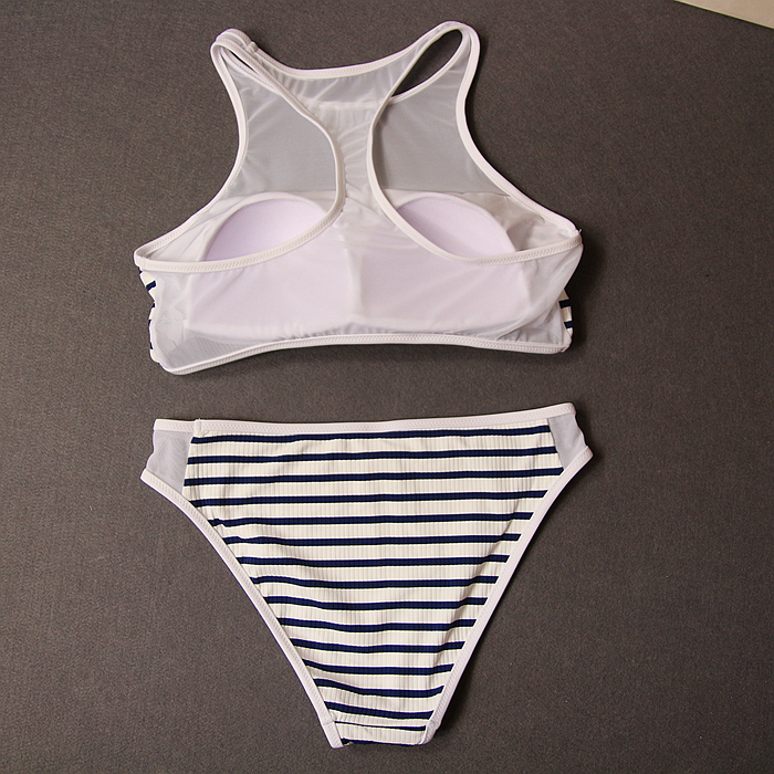 Học sinh mới áo tắm chia áo tắm nữ sọc trắng tụ tập áo tắm bikini hai mảnh - Bikinis shop do boi