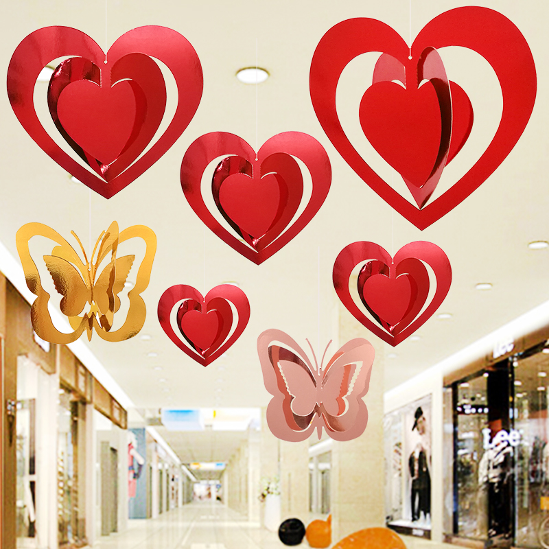 Christmas decorations love butterfly ceiling decoration indoor jewelry shop window shop restaurant layout