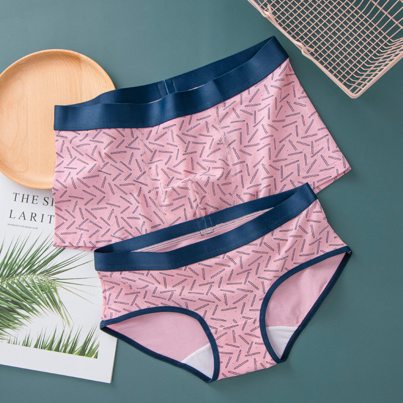 Little Fresher Lovers Briefs Pure Cotton Pink Cute Wind Sweet Personality Trends Men And Women Lingerie Passion Temptation Suit-Taobao