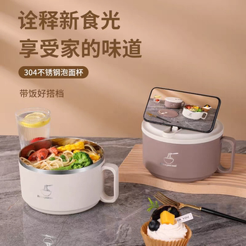 304不锈钢饭盒加厚泡面碗带盖宿舍学生饭盒专用食堂打饭带沥水碗