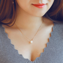 Natural Freshwater Great Pearl Necklace Pendant Ornament Pendant Lock Bone Necklace Trendy Fashion Gift