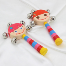 Childrens photography props hand rattles wooden cartoon bells 100 days baby photo aids hand rattle