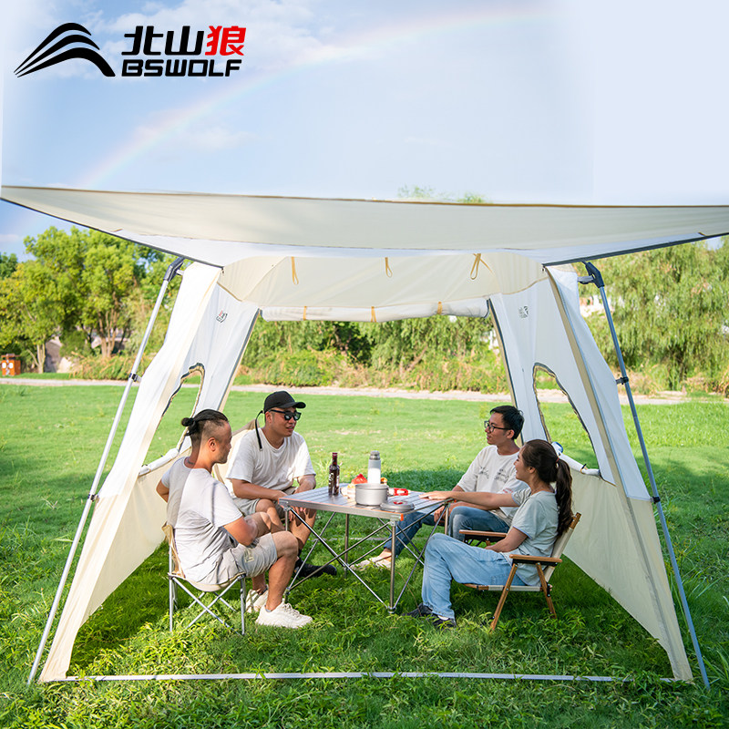 Tent outdoor camping thickened rain and waterproof field camping double beach beach sunscreen 5 people