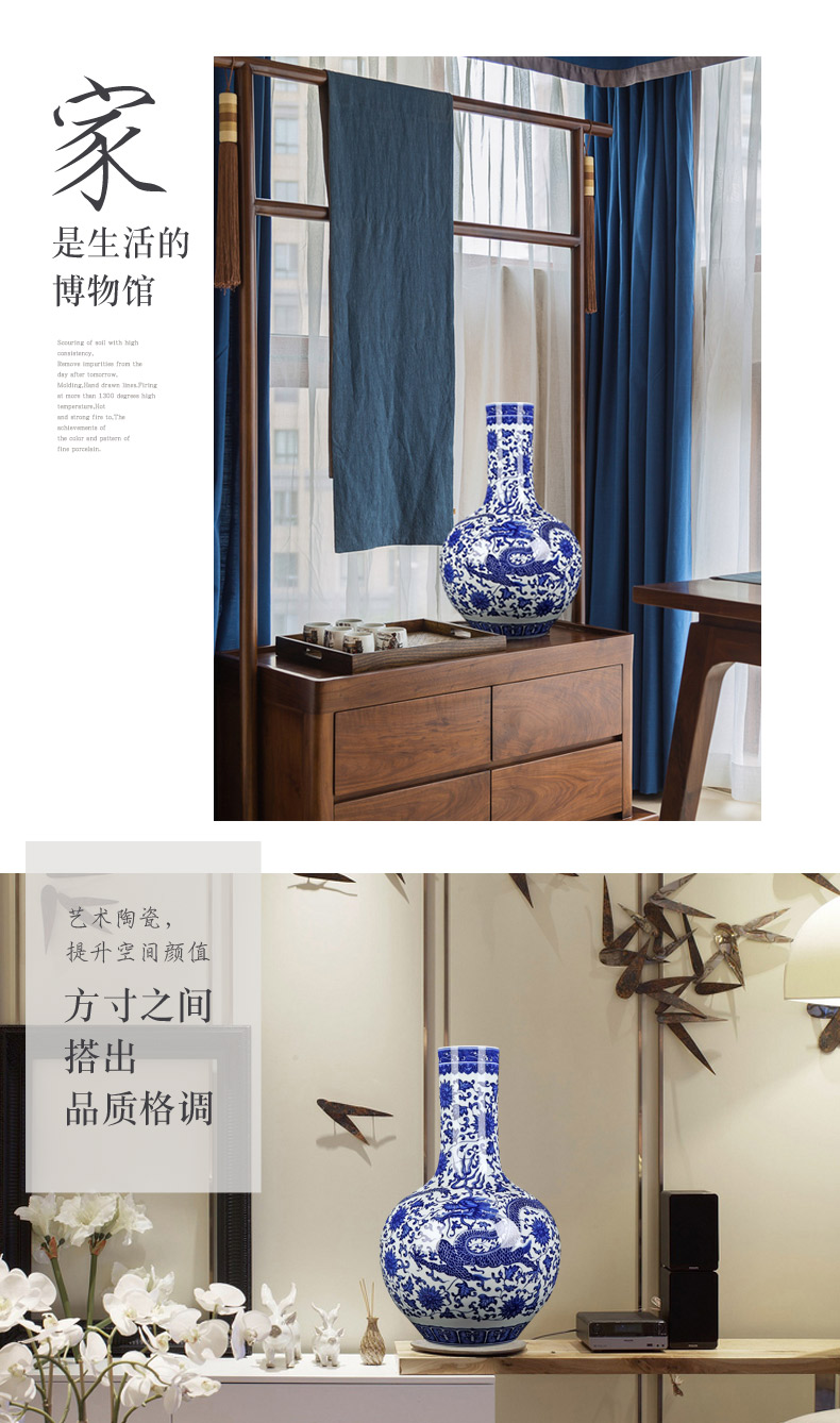 Jingdezhen blue and white porcelain vase imitation the qing qianlong heavy hand wear celestial dragon vase furnishing articles