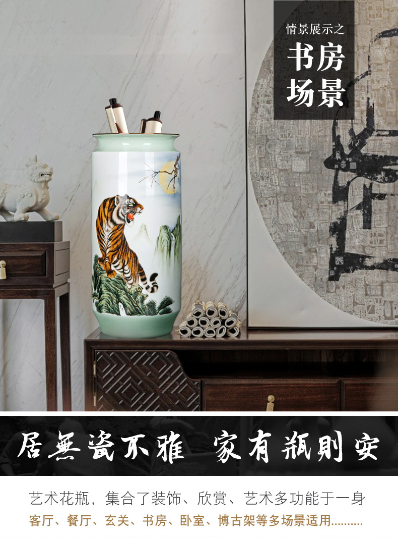 Manual coloured drawing or pattern vase furnishing articles jingdezhen large sitting room storage traditional classic Chinese style household decoration ceramics