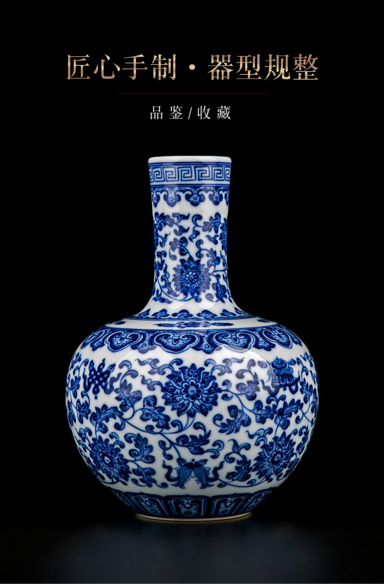 Jingdezhen ceramic vase furnishing articles sitting room clear maintain small flower arranging Chinese antique hand - made lotus flower tree