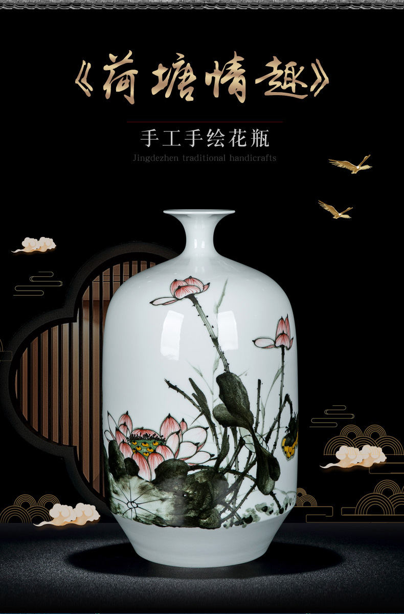 Jingdezhen Chinese vase household mesa adornment furnishing articles sitting room flower arranging traditional classical ceramics handicraft