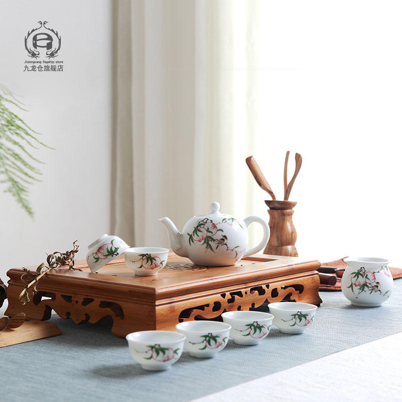 DH hand - made pastel kung fu tea set jingdezhen contracted household ceramics cup teapot cup