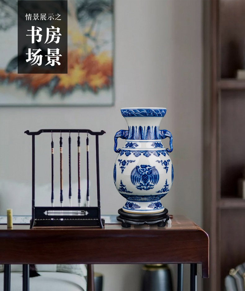 Ceramic vase furnishing articles sitting room adornment jingdezhen porcelain antique flower arranging innovative new Chinese style wood porcelain bottles