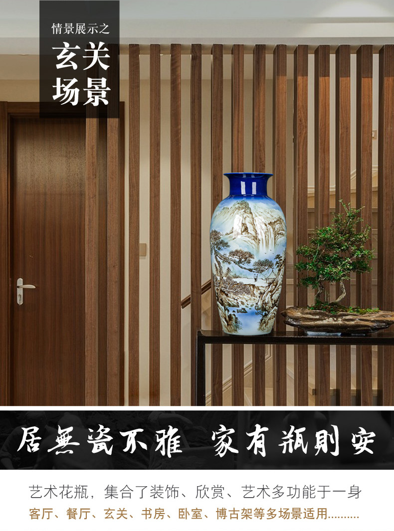 Bedroom vases, flower arrangement of jingdezhen ceramic furnishing articles furnishing articles light blue and white porcelain bottle of Chinese style living room key-2 luxury desks