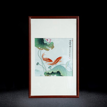 Jingdezhen porcelain plate painting master hand-painted Ji Qingyou living room study decoration painting porch bedroom solid wood frame hanging painting