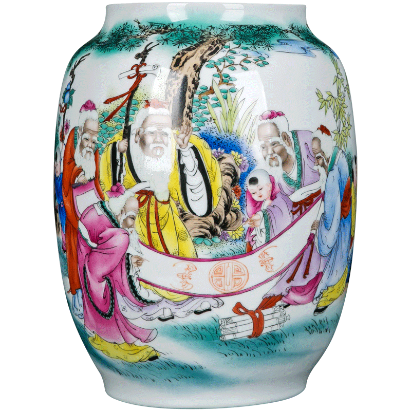 Sitting room vase light key-2 luxury furnishing articles porch decorate ceramic bottle handicraft hand large round vase household porcelain