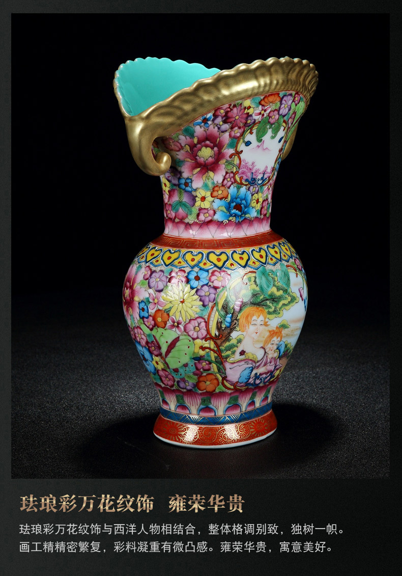 Jingdezhen ceramic vase imitation is the the qing emperor kangxi hand colored enamel flower gold flat bottles