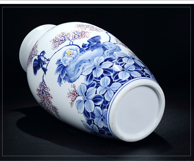 Jingdezhen ceramic vase furnishing articles large modern new Chinese checking porcelain bottle home sitting room furnishings