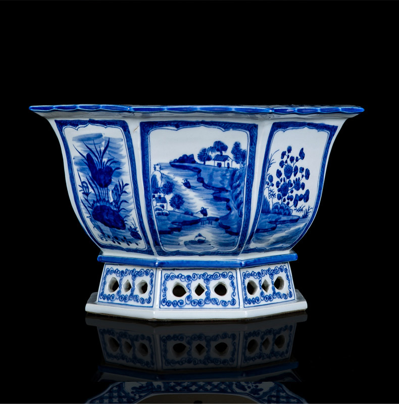 Anise jingdezhen blue and white flower pot ceramics hand - made podocarpus flowerpot to welcome orchid basin ancient potted the plants