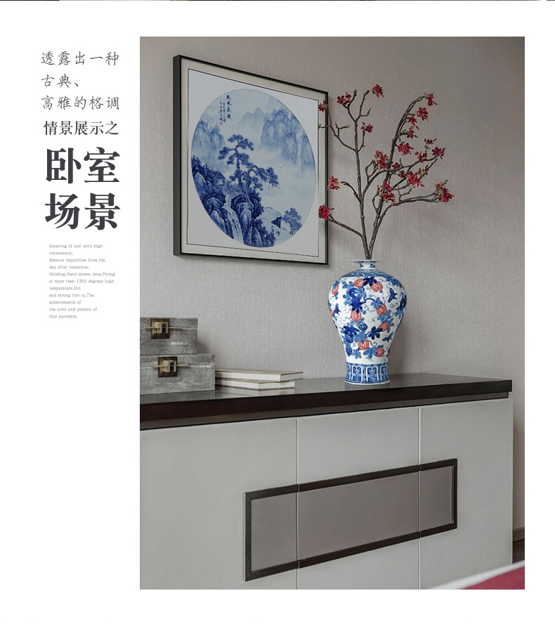 Antique wood vases furnishing articles furnishing articles sitting room adornment ornament jingdezhen ceramics table blue - and - white porcelain ceramic bottle