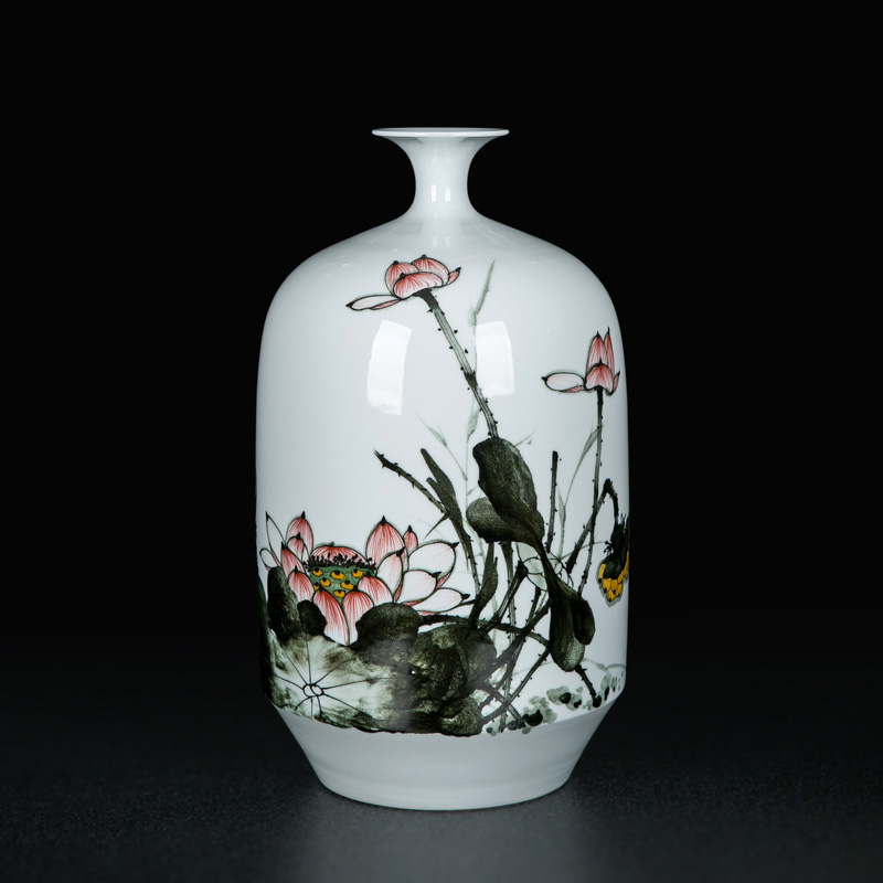 Jingdezhen Chinese vase household mesa adornment furnishing articles sitting room flower arranging traditional classical ceramics handicraft