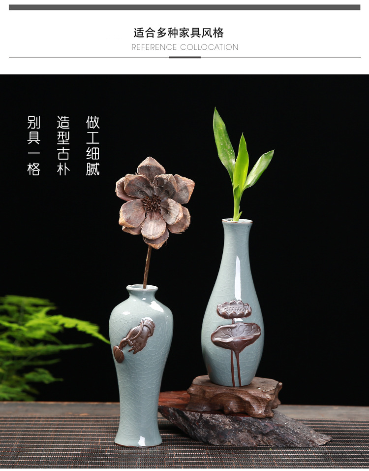 Creative vintage contracted elder brother up floret bottle home furnishing articles can be dried flowers hydroponics Chinese zen ceramic vases, the sitting room