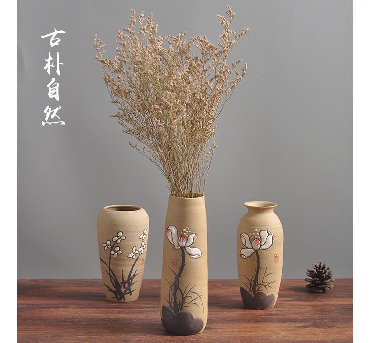 Chinese style restoring ancient ways, TaoXiaoHua bottles of jingdezhen hand - made pottery flower implement manual creative household decorates sitting room flower arrangement