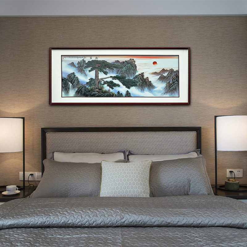 Hand - made guest - the greeting pine landscape jingdezhen porcelain plate paintings of Chinese style ceramic painting hotel central scroll paintings feng shui living room