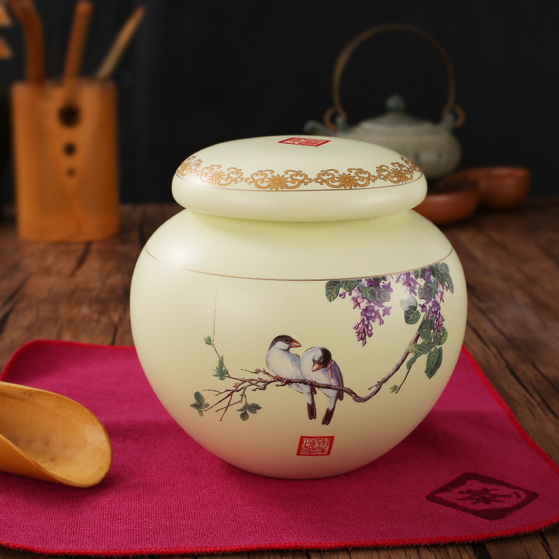 DH caddy fixings jingdezhen ceramic seal tank storage tank tea pot large green POTS, POTS
