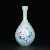 Classical retro vase Jingdezhen painted carved hand ceramic home furnishings living room TV cabinet flower arrangement