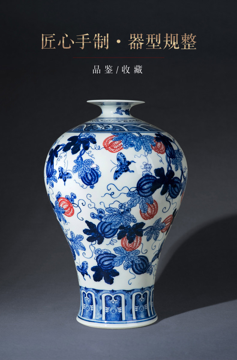 Antique wood vases furnishing articles furnishing articles sitting room adornment ornament jingdezhen ceramics table blue - and - white porcelain ceramic bottle