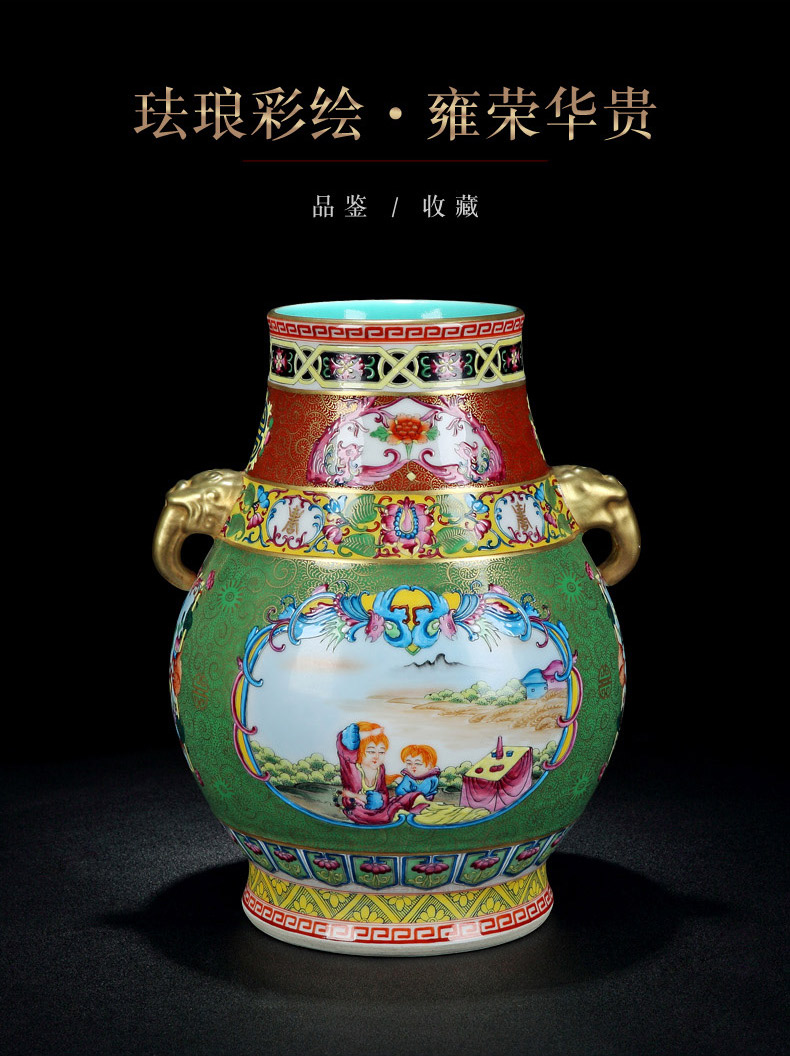 Jingdezhen ceramic vase furnishing articles colored enamel porcelain of European modern home wine porch sitting room adornment