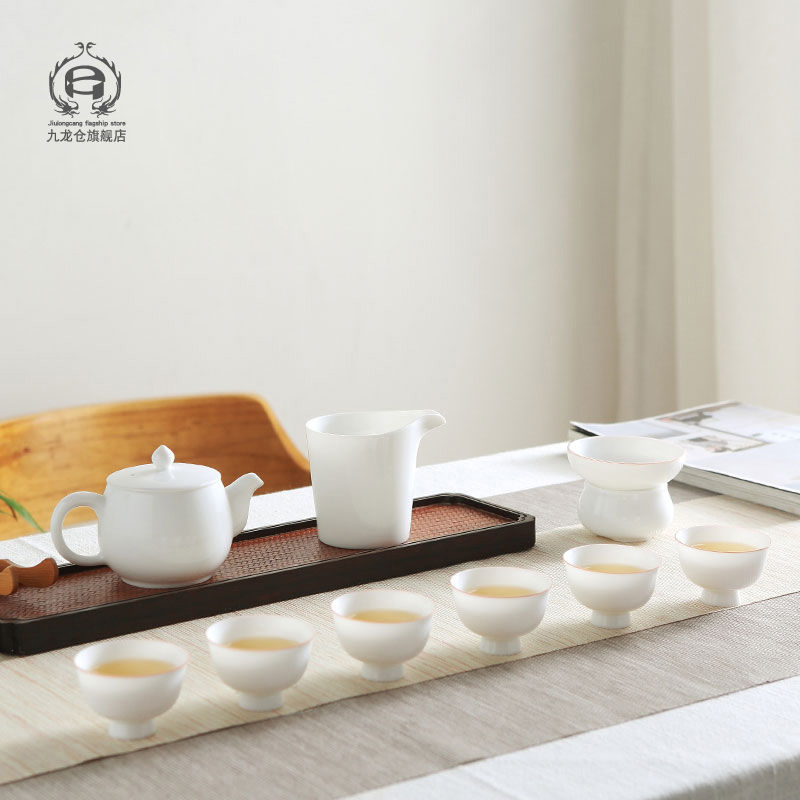 Jingdezhen tea suit household contracted ice jade porcelain kung fu tea ware ceramic cups little teapot three tureen