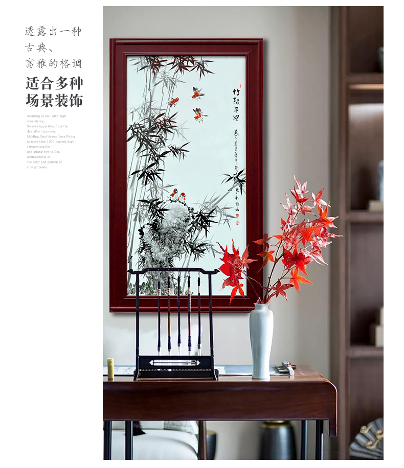 Jingdezhen ceramic hand - made Chinese porcelain plate painting bamboo adornment safe arrivals from porch hang a picture to the sitting room the study background