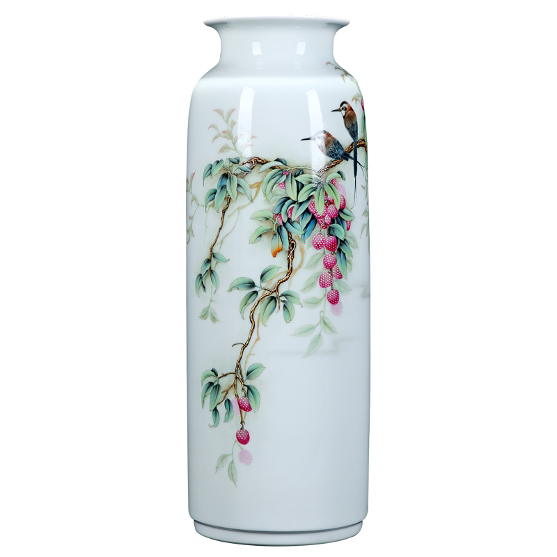Jingdezhen vase hand - made painting of flowers and pastel colored enamel vase fortune is big