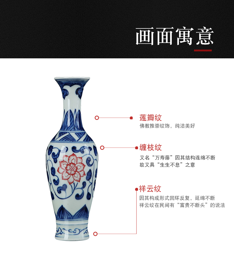 Jingdezhen hand - made antique blue - and - white porcelain flower creative hydroponic mini vase household adornment rich ancient frame furnishing articles