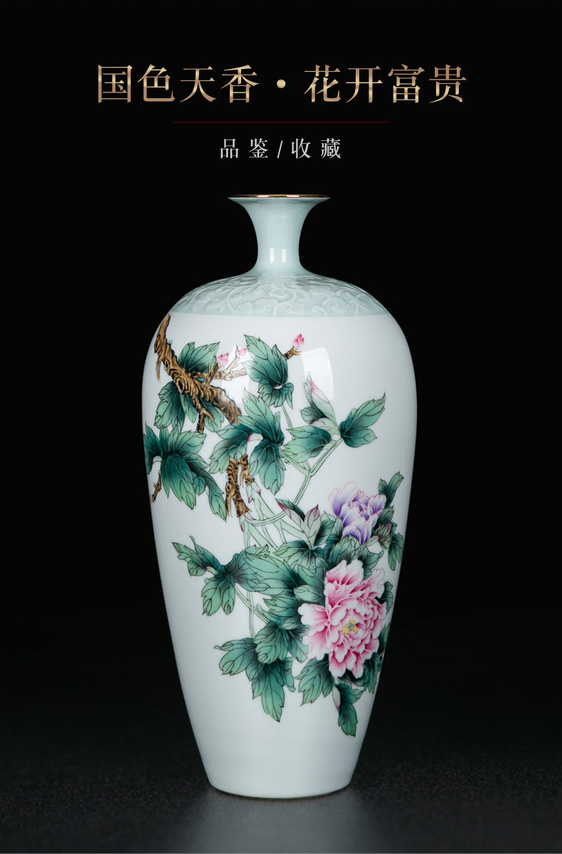 Manual coloured drawing or pattern carved vase household of Chinese style mesa adornment porcelain of jingdezhen ceramics home sitting room flower arrangement