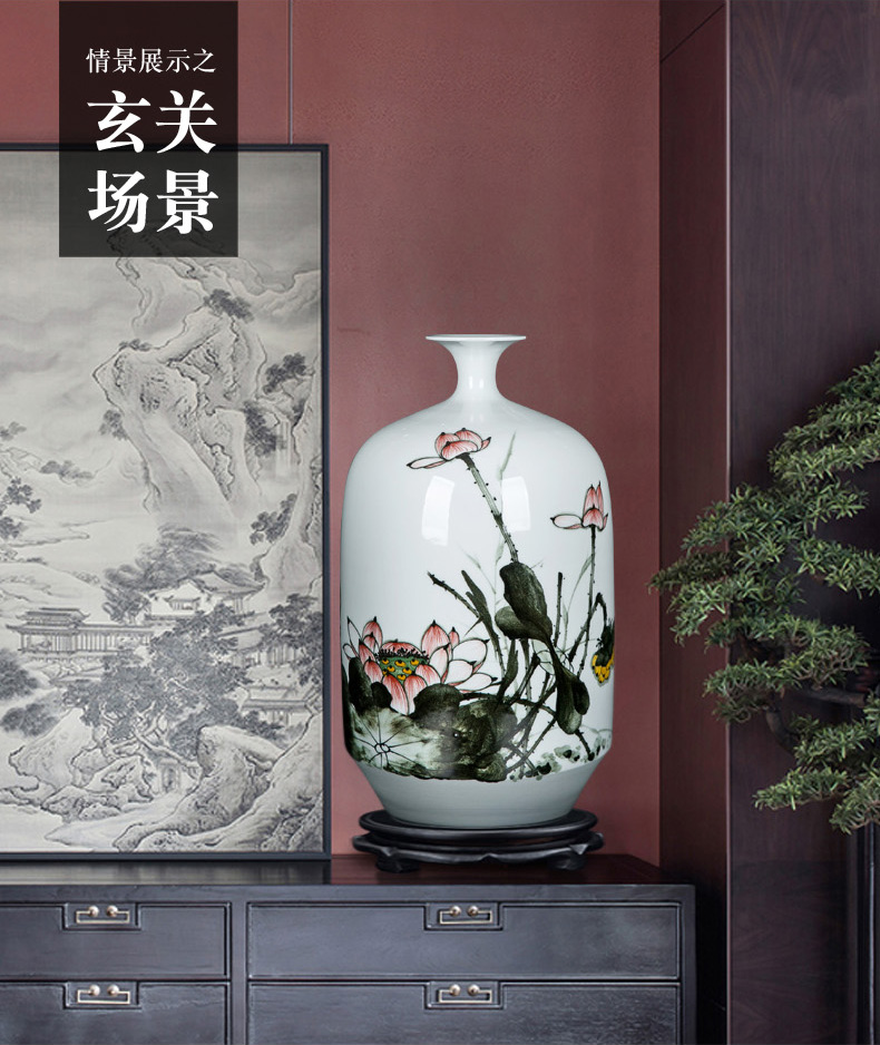 Jingdezhen Chinese vase household mesa adornment furnishing articles sitting room flower arranging traditional classical ceramics handicraft